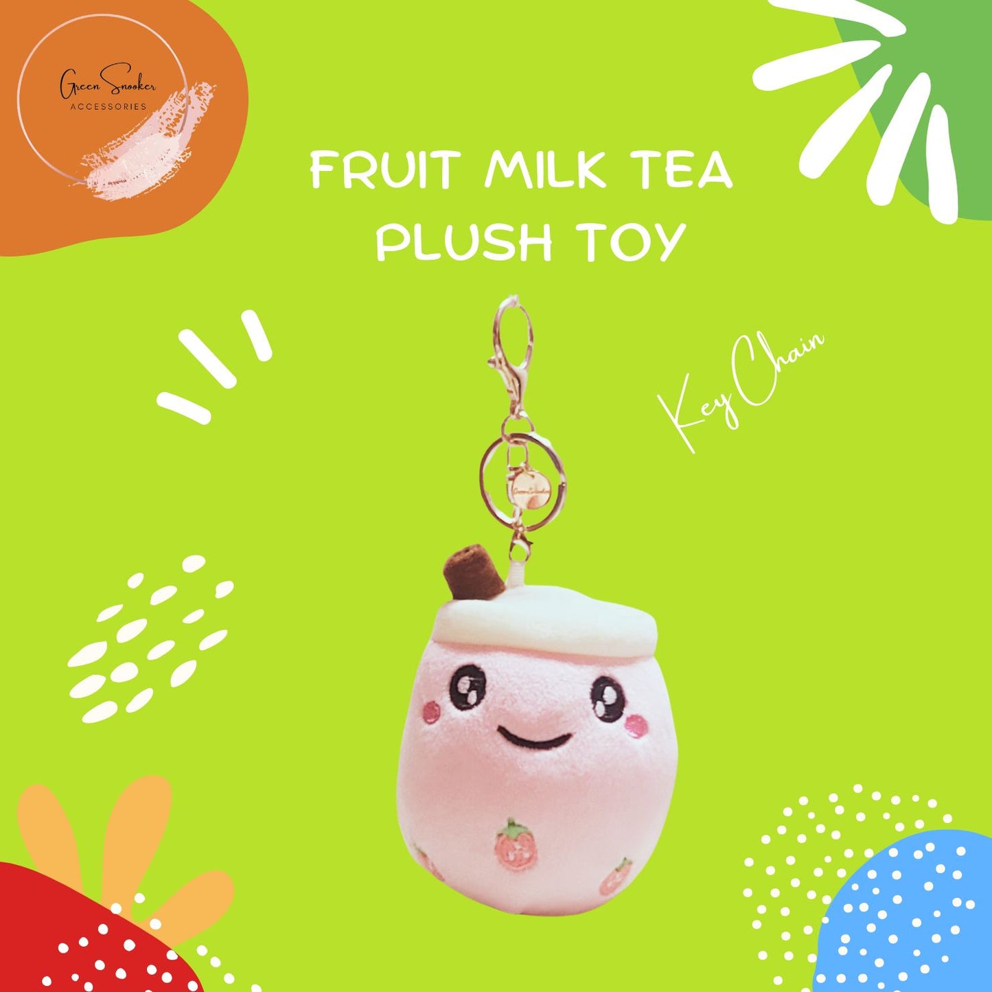 Keychain, Cute Fruit Milk Tea Cup Plush Doll