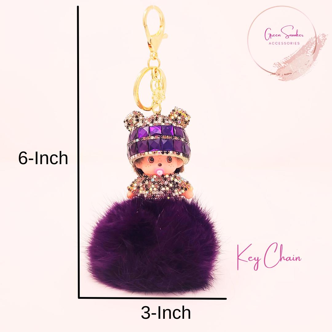 Keychain, Cute Monchichi, Pompom Ball