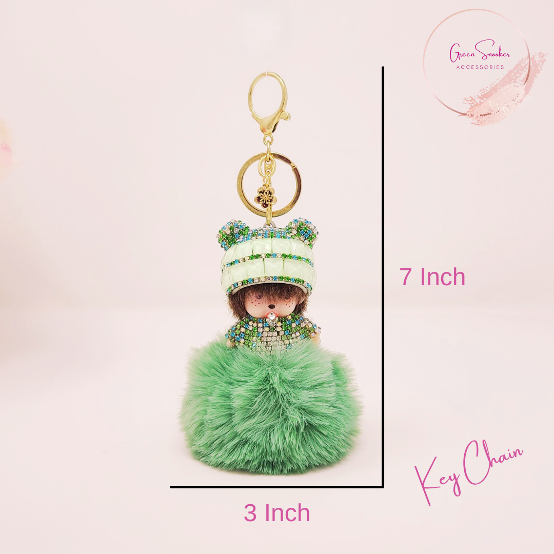 Keychain, Cute Monchichi, Pompom Ball