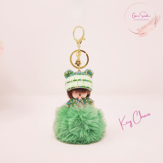 Keychain, Cute Monchichi, Pompom Ball