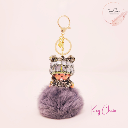 Keychain, Cute Monchichi, Pompom Ball