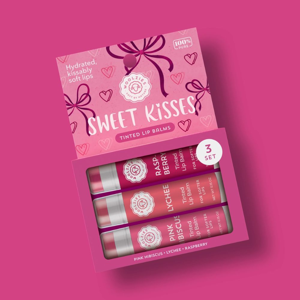 Woolzies, Lip Balm, Sweet Kisses Tinted, Set of 3