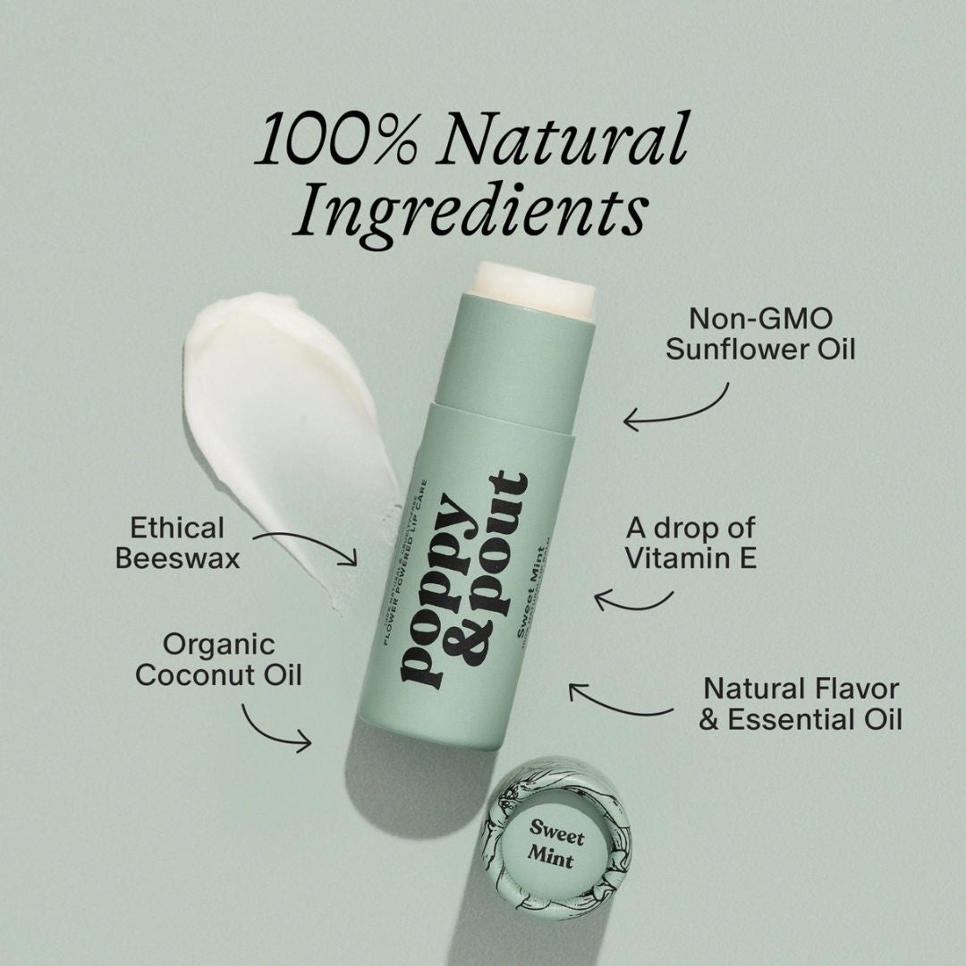 Poppy & Pout, Lip Balm,100% Natural, Pack of 2