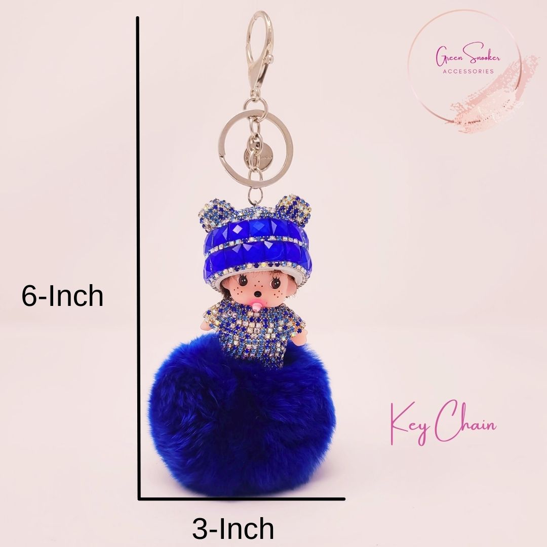 Keychain, Cute Monchichi, Pompom Ball