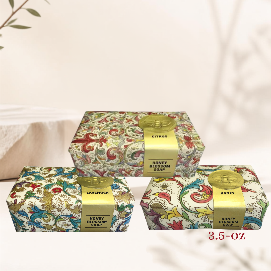 Honey House Naturals,Florentine Paper Wrapped Soap, Pack of 3