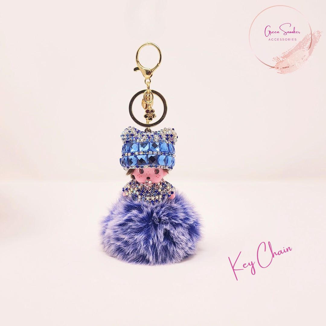 Keychain, Cute Monchichi, Pompom Ball