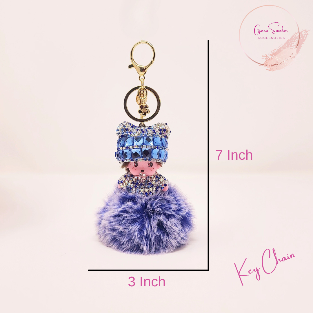 Keychain, Cute Monchichi, Pompom Ball
