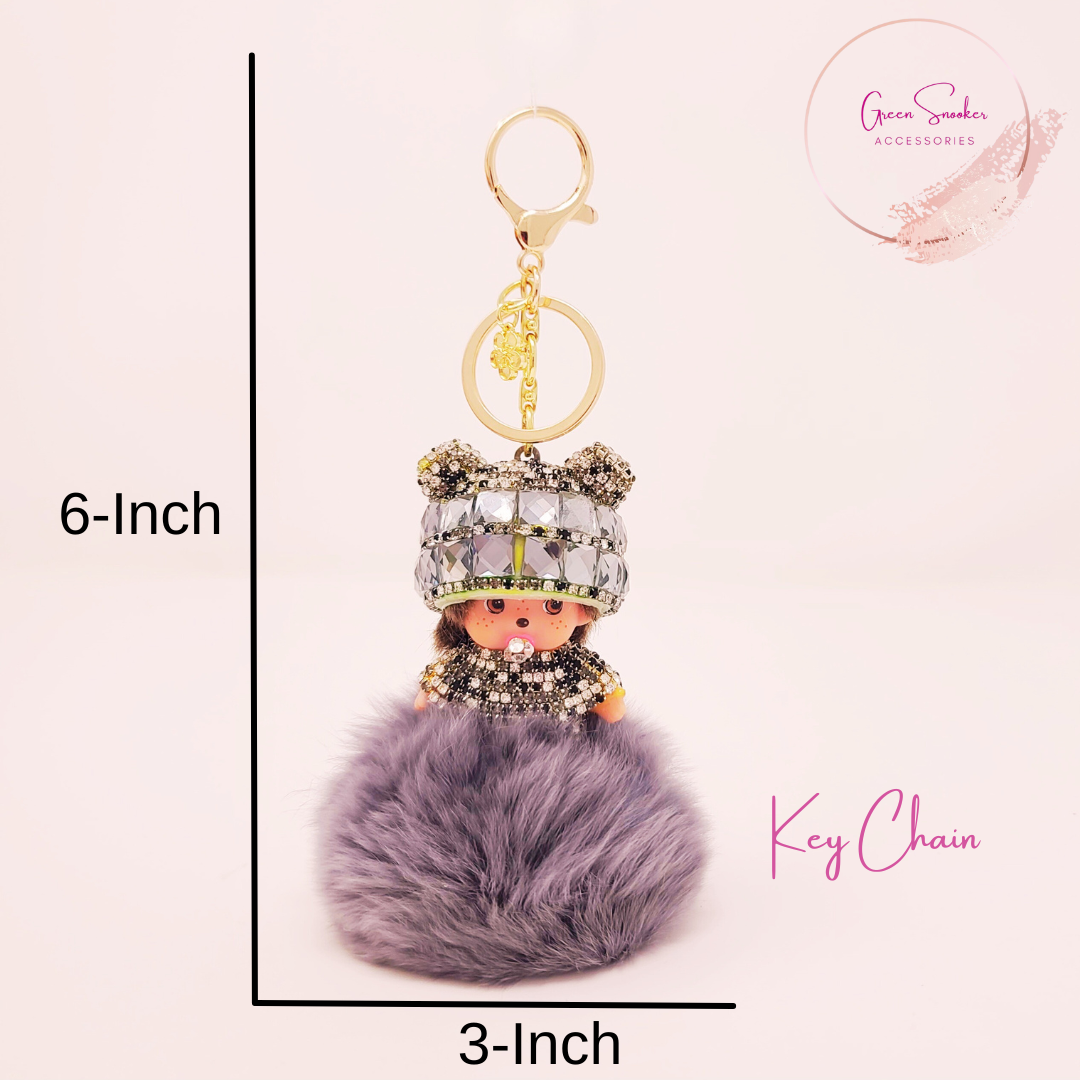 Keychain, Cute Monchichi, Pompom Ball