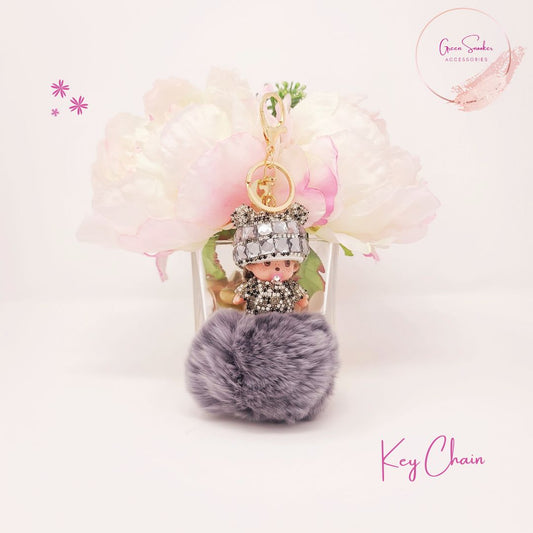 Keychain, Cute Monchichi, Pompom Ball