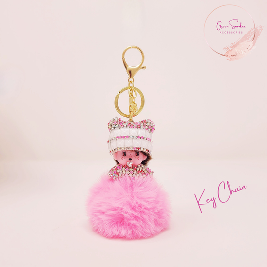 Keychain, Cute Monchichi, Pompom Ball