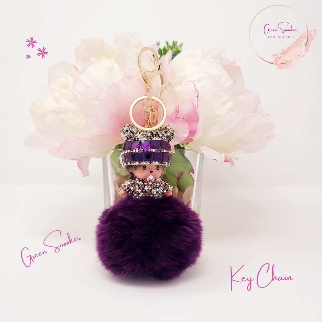 Keychain, Cute Monchichi, Pompom Ball