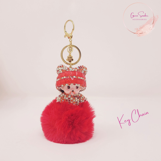 Keychain, Cute Monchichi, Pompom Ball