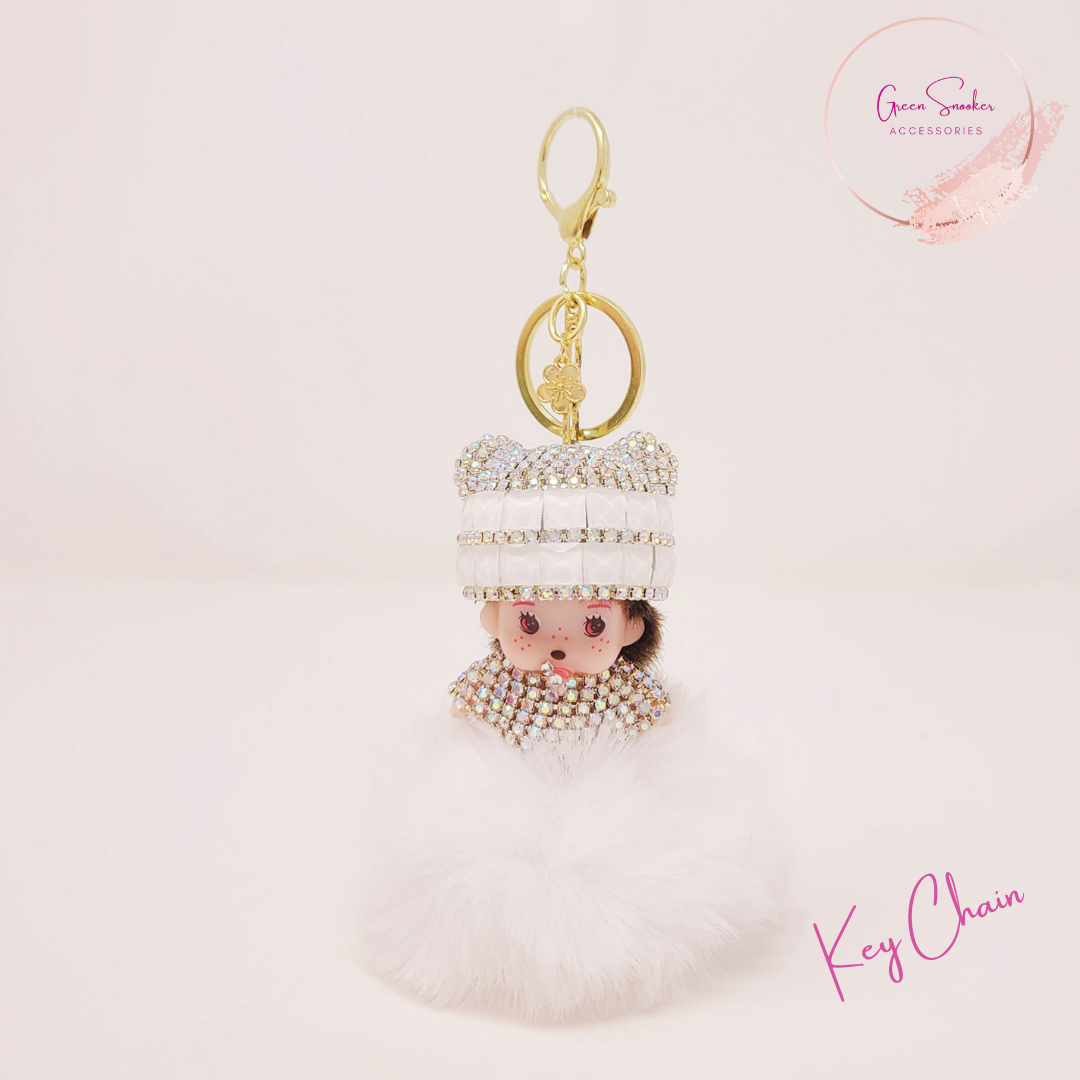 Keychain, Cute Monchichi, Pompom Ball