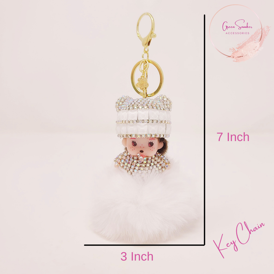 Keychain, Cute Monchichi, Pompom Ball