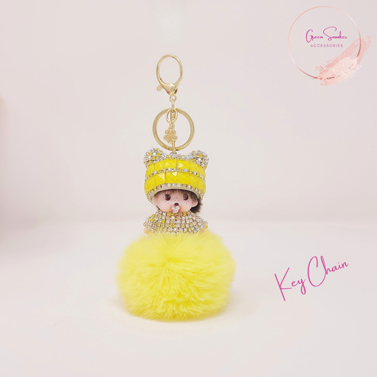 Keychain, Cute Monchichi, Pompom Ball