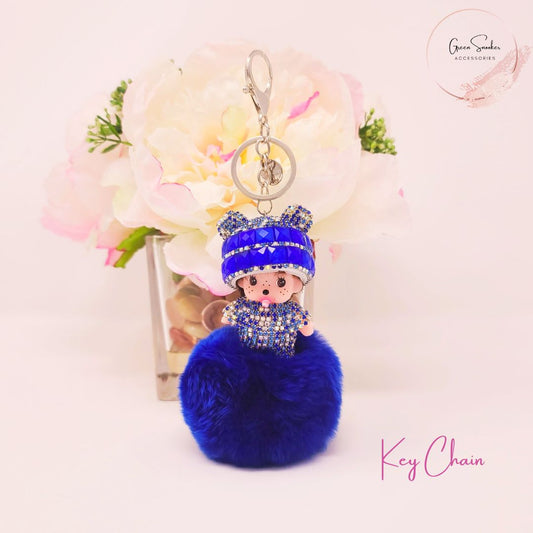 Keychain, Cute Monchichi, Pompom Ball