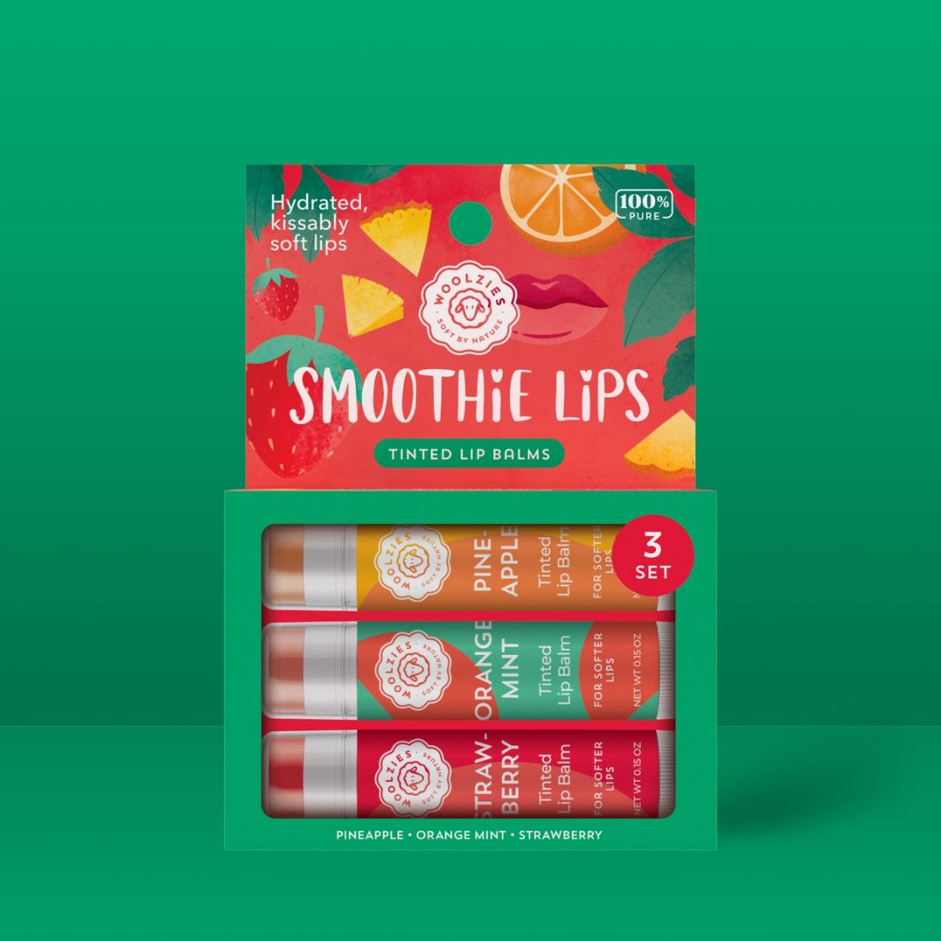 Woolzies, Lip Balm, Smoothie Lips Tinted, Set of 3