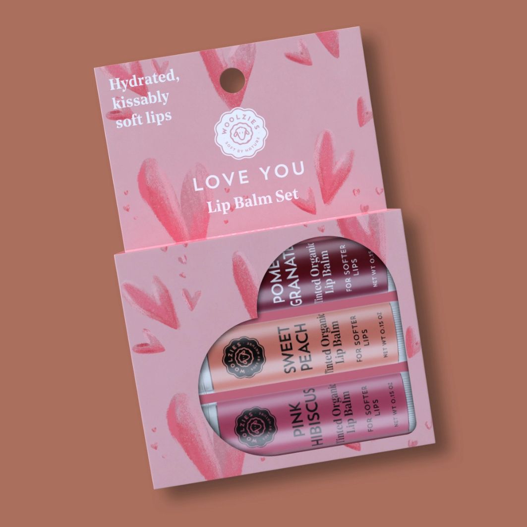 Woolzies, Lip Balm, Let Love Glow, Set of 3
