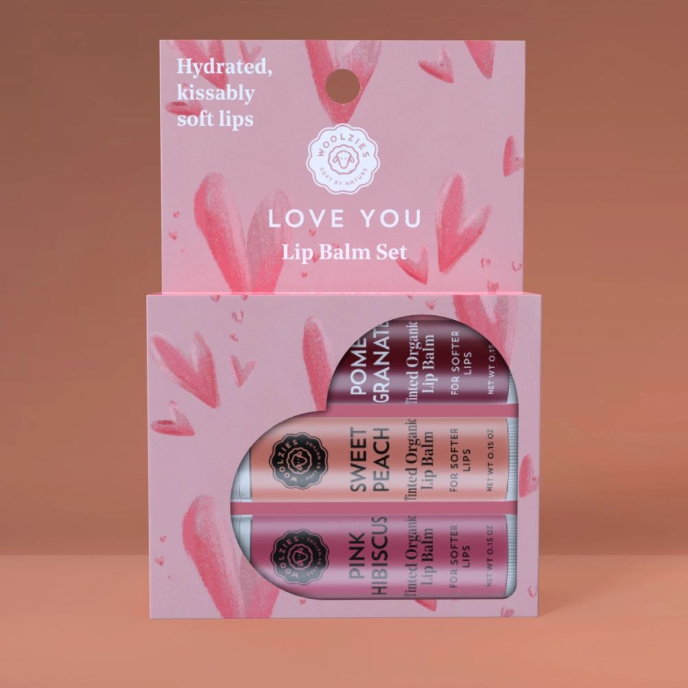 Woolzies, Lip Balm, Let Love Glow, Set of 3