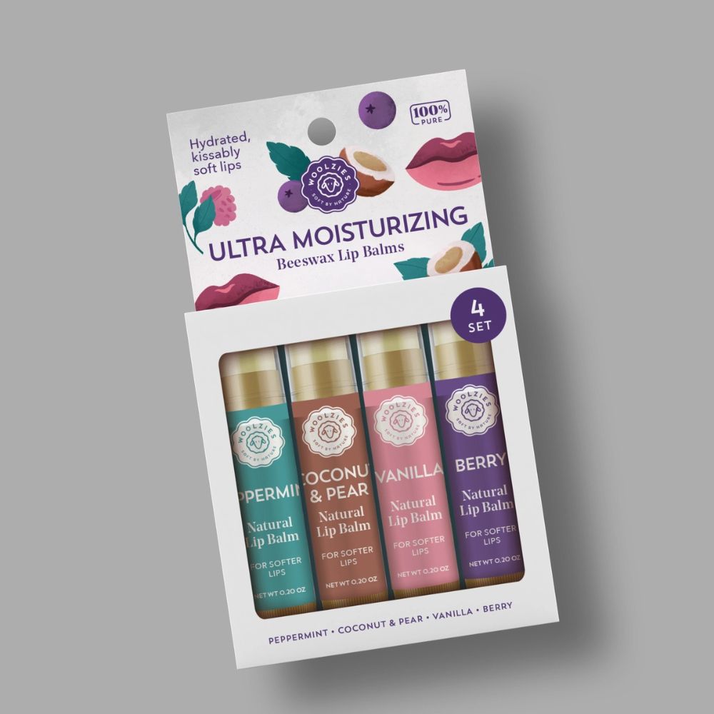 Woolzies, Lip Balm, Ultra Moisturizing, Set of 4