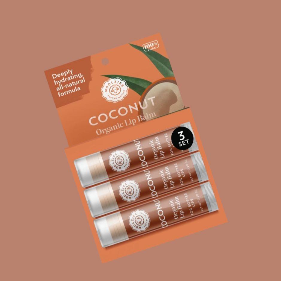 Woolzies, Lip Balm  Coconut, Set of 3