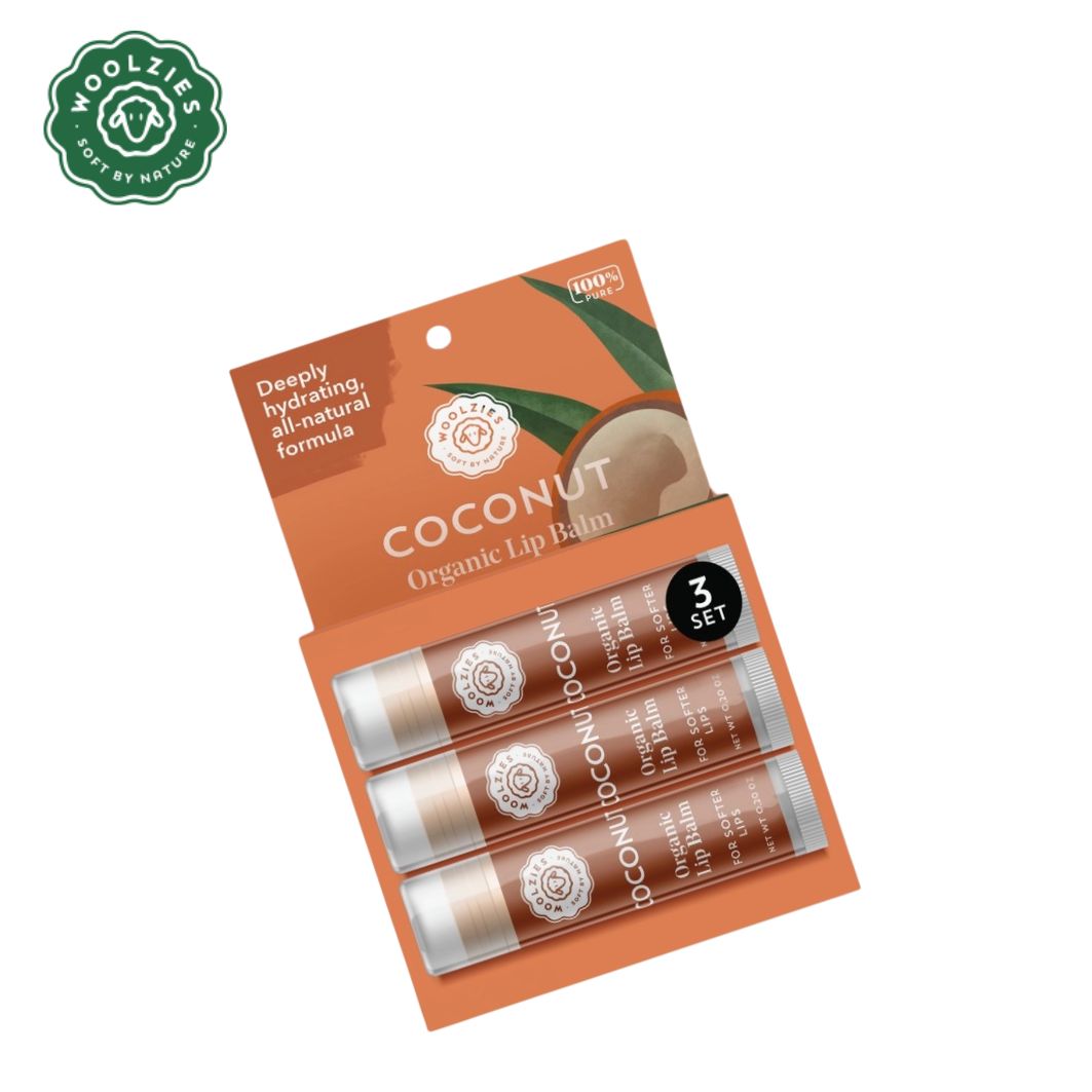 Woolzies, Lip Balm  Coconut, Set of 3