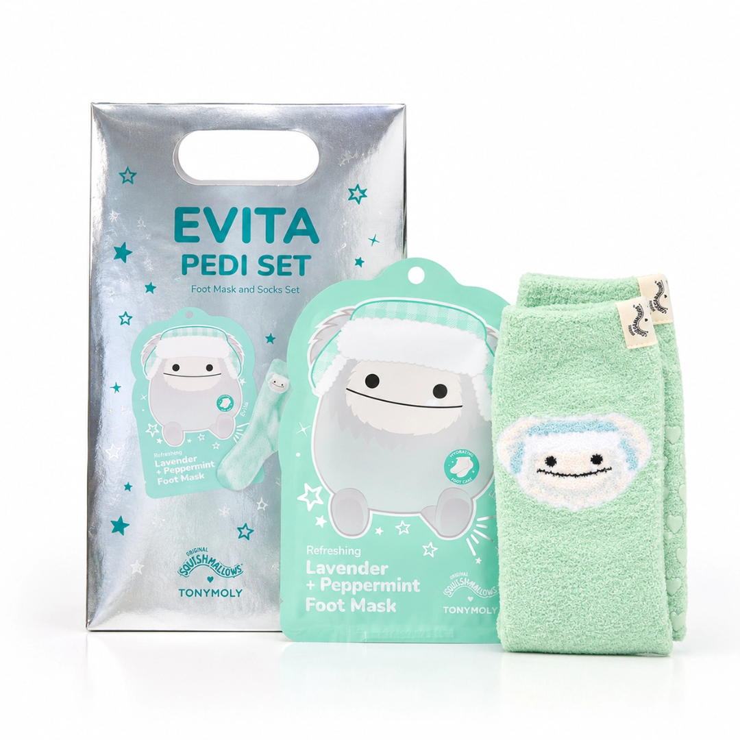 TONYMOLY, Squishmallows Evita Pedi Foot Set, Foot Mask And Socks Set
