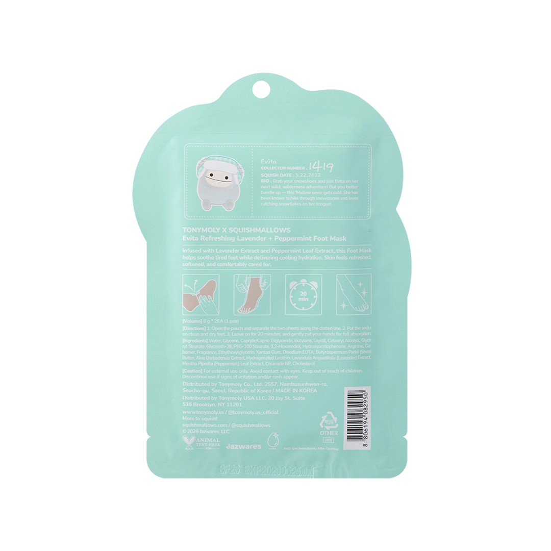TONYMOLY, Squishmallows Evita Pedi Foot Set, Foot Mask And Socks Set