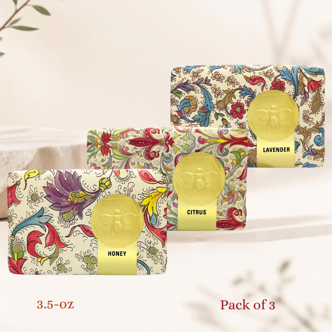 Honey House Naturals,Florentine Paper Wrapped Soap, Pack of 3