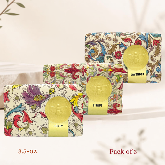 Honey House Naturals,Florentine Paper Wrapped Soap, Pack of 3
