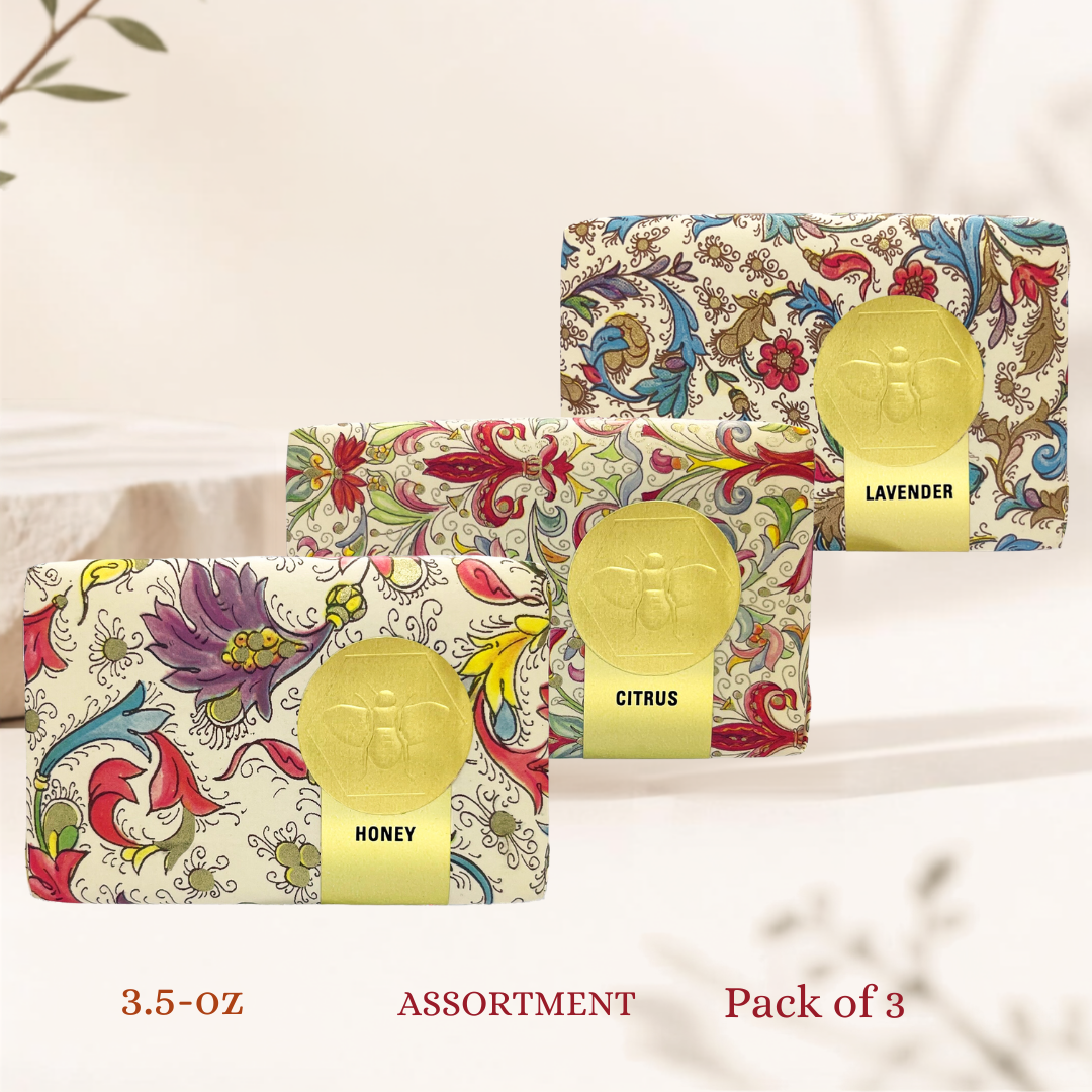 Honey House Naturals,Florentine Paper Wrapped Soap, Pack of 3