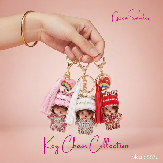 Keychain, Cute Monchichi Tassel with  Charm