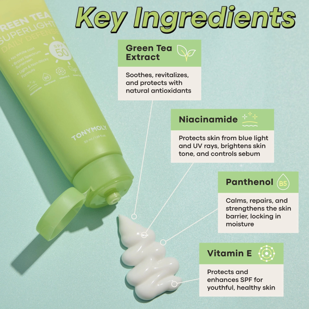 TONY MOLY, Green Tea Superlight Daily Defense 50 Spf Sunscreen