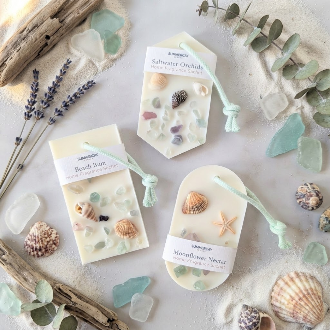 SummerCay,  Botanical Coastal Inspired, Scented Wax Sachets