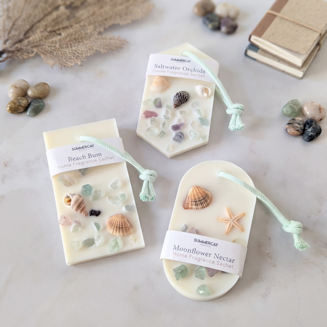 SummerCay,  Botanical Coastal Inspired, Scented Wax Sachets