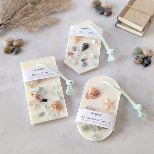 SummerCay,  Botanical Coastal Inspired, Scented Wax Sachets