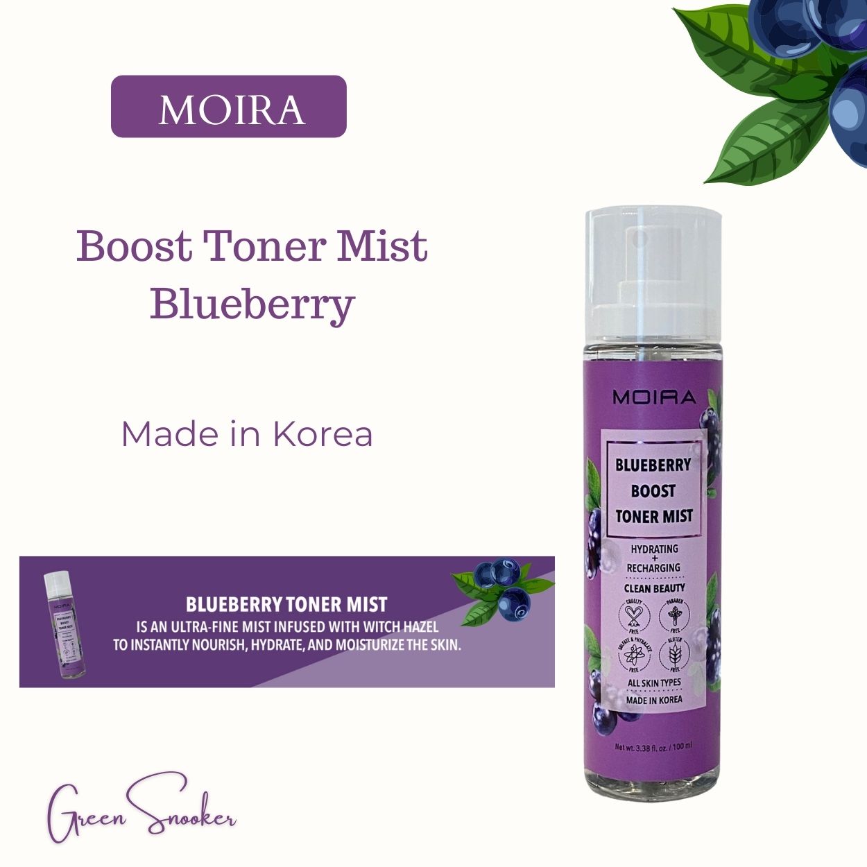 Moira, Boost Toner Mist, Korean Cosmetics